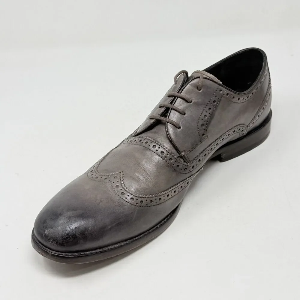John Varvatos Luxe Derby Oxford Shoes Mens 13 Brown Leather Wingtip Brogue